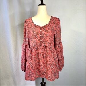 NWT Max Studio peach pink flowy blouse floral S